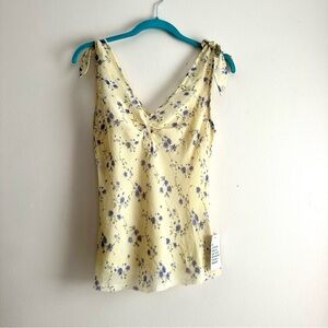 Topshop • Sheer Printed Tie Up Cami in Buttermilk Ditsy Print‎